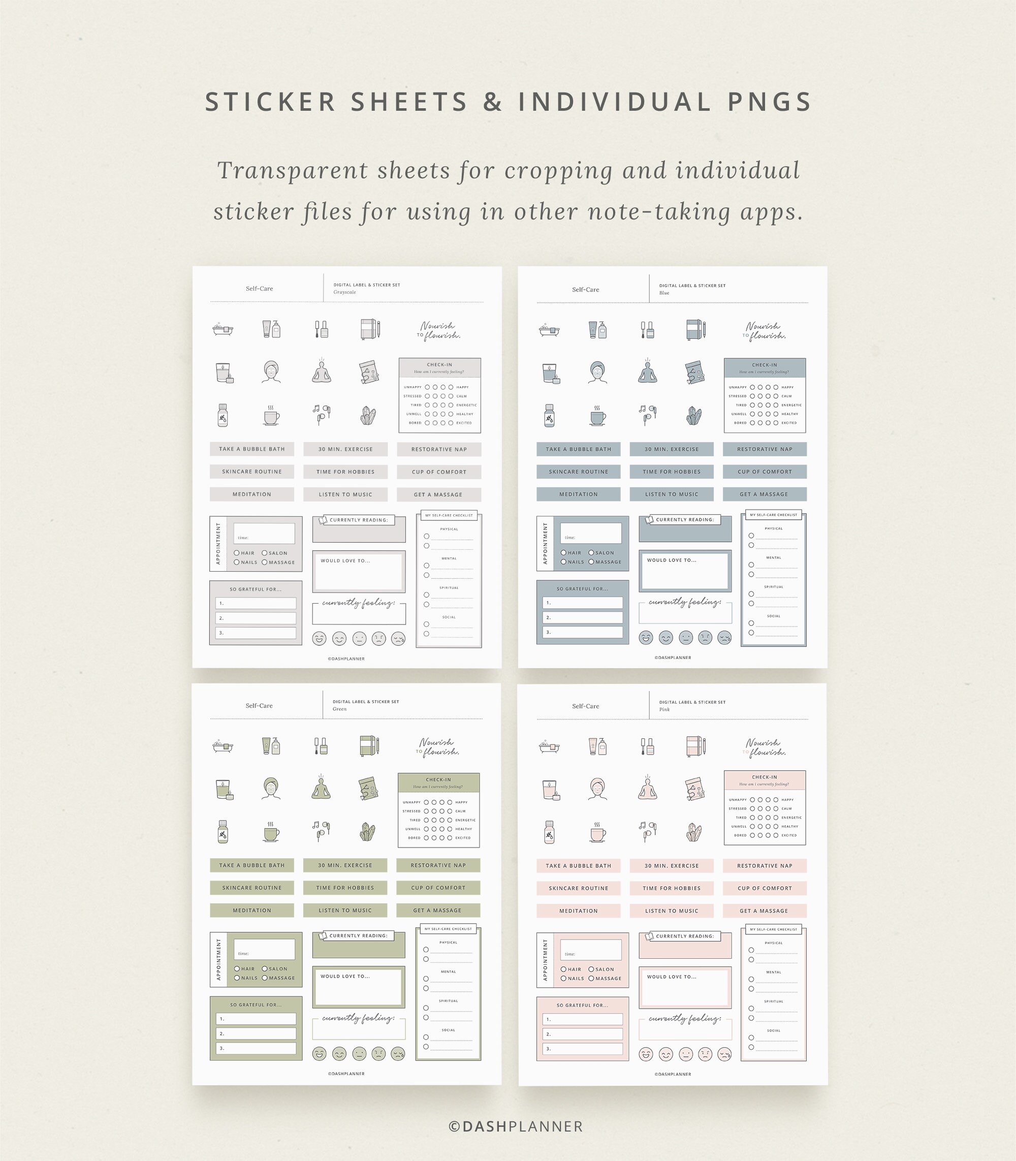 Self Care Digital Stickers for Planner Goodnotes Sticker - Etsy