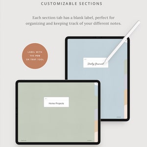 Digital Notebook Template - 5 Tabs in Pastel - Customizable Goodnotes ...