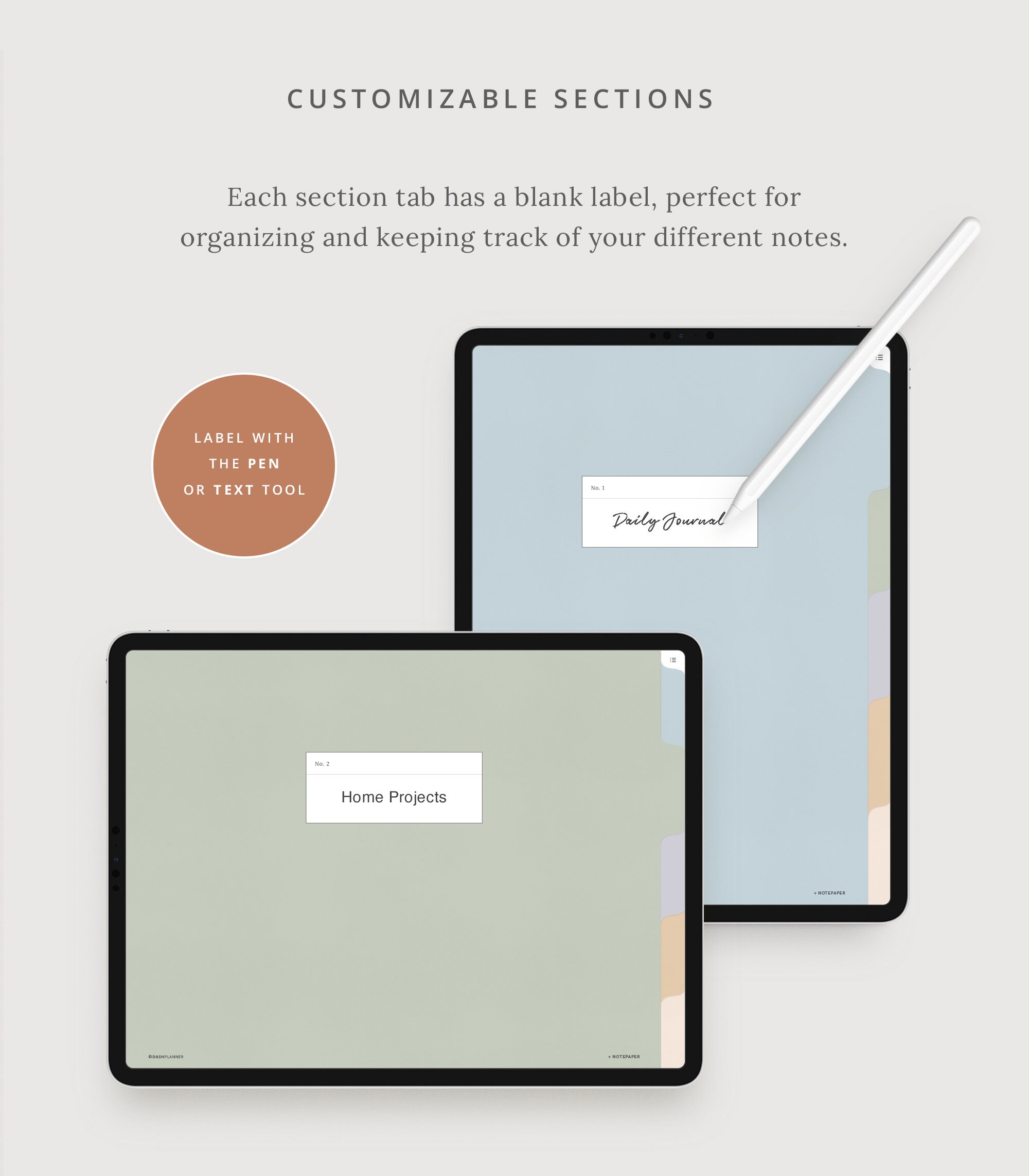 Pastel Digital Notebook Template – 5-tab Hyperlinked Organizer (digital ...