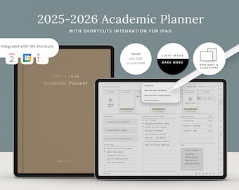 2025-2026 Academic iPad Planner – iOS Shortcuts, Goodnotes PDF (Digital Download)