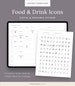Food & Drink Digital Stickers for GoodNotes - Sticker Book Template - Fruits, Vegetables, Coffee, Tea, Kitchen Tools, Meals - Dash Planner 
