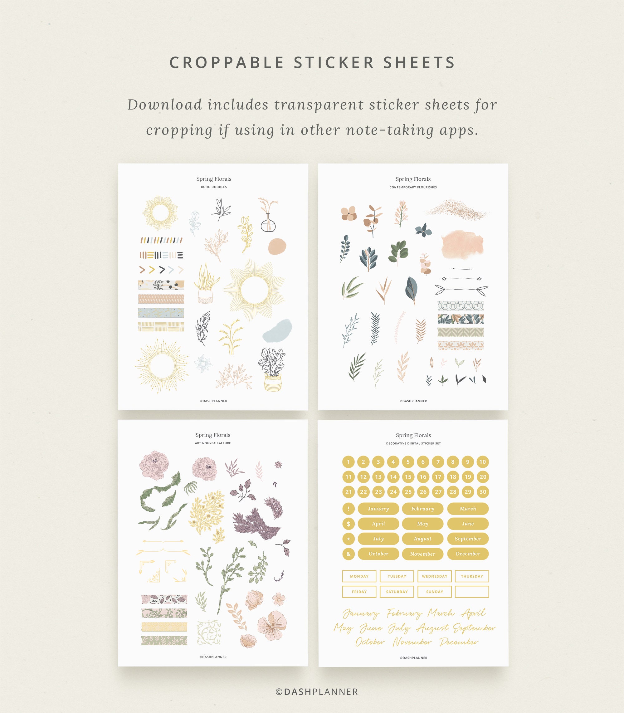 Sticker Book Spring Digital Stickers for Spring - Sticker Books for Goodnote Digital ...