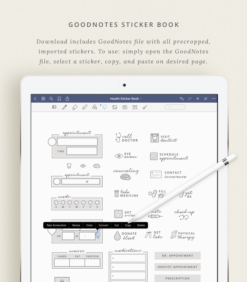 Health Digital Stickers for Goodnotes – Medical Planner Stickers ...