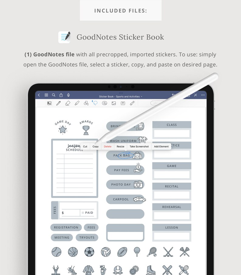 Sports & Activities Digital Stickers – Planner Sticker Set (goodnotes ...