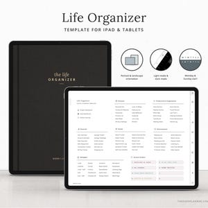 Life Organizer Digital Planner per iPad / GoodNotes, modelli di notabilità / Finanza, produttività, salute, gestione della casa / Note digitali