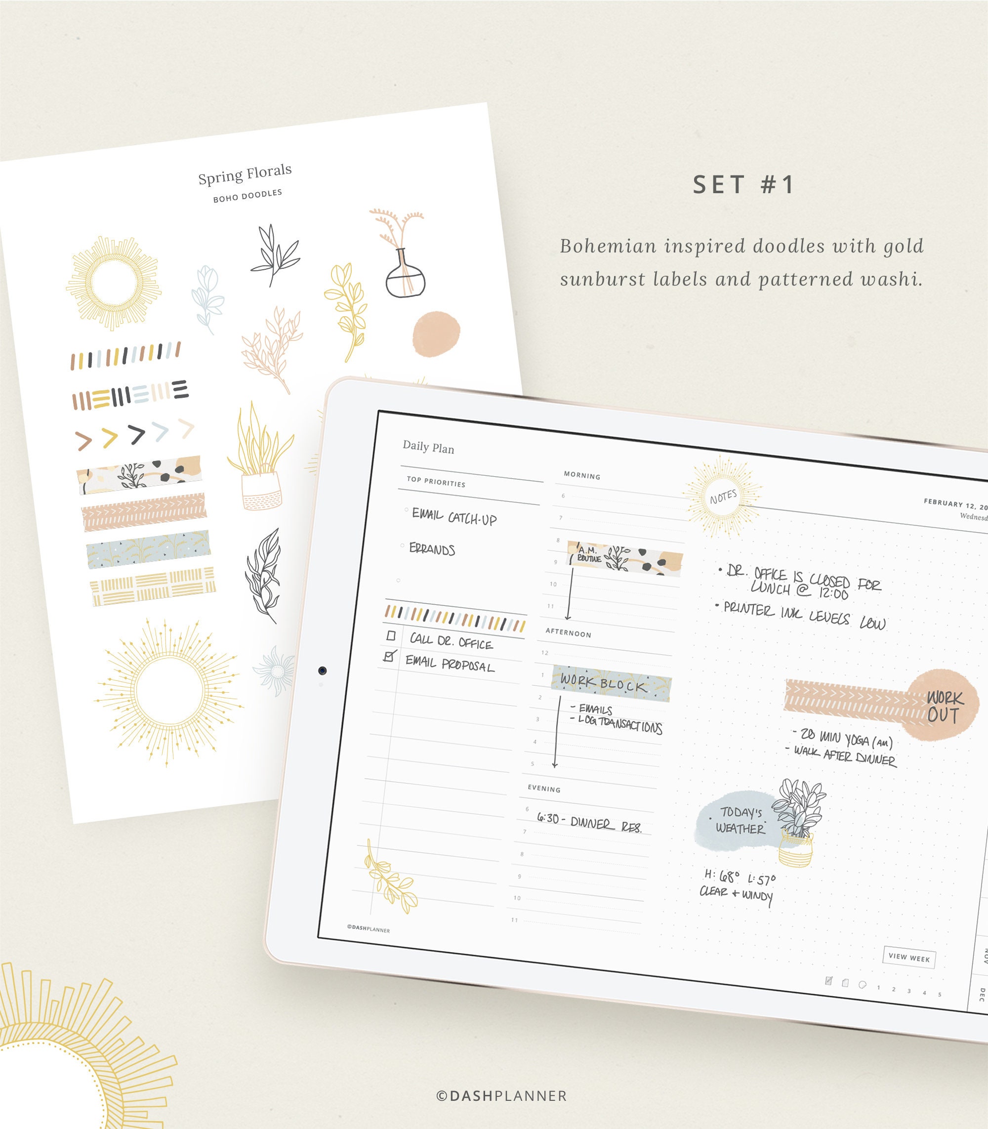 Spring Floral Digital Stickers – Boho Planner Art (goodnotes) - Etsy