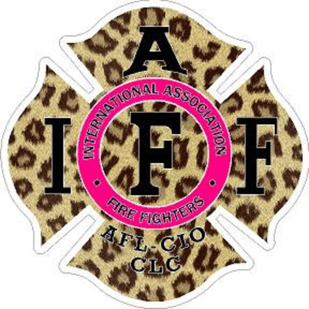 Cheetah Print Maltese Cross IAFF Black Text Hot Pink. Fire - Etsy