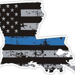 Thin Blue Line State of Lousiana Distressed Flag Reflective or Matte Vinyl Decal Sticker Police Sheriff Deputy LEO