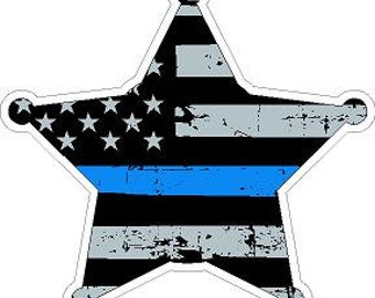 Thin Blue Line Deputy Sheriff 5 Pt Badge Distressed Flag Reflective Decal Sticker Police Sheriff Deputy