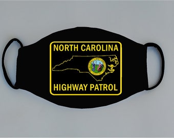 North Carolina Hwy Patrol Reusable Face Mask with Filter Pocket Marshall Constable Officer Highway Patrol State Trooper Deputy Sheriff NC