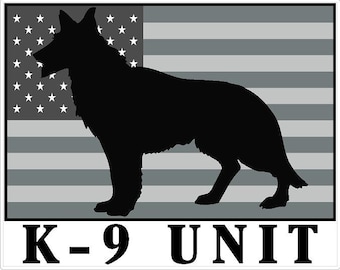 K-9 drapeau Greyscale réfléchissant ou mat vinyl sticker autocollant ou aimant police adjoint shérif Trooper canine