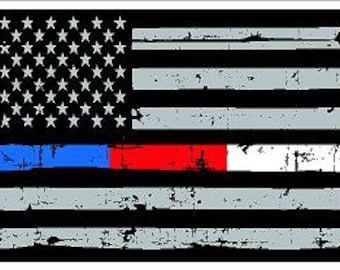Thin Blue Red White Line Police Fire EMS Distressed US Flag Reflective Decal Sticker Police Sheriff Deputy Firefighter Rescue Paramedic