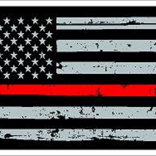 Thin Red Line Fire Distressed US Flag Reflective or Matte Vinyl Decal Sticker or Magnet Rescue Paramedic Firefighter EMT