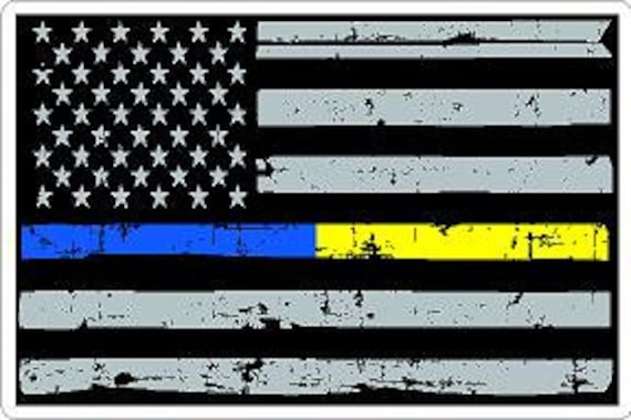US FLAG YELLOW LINE TOW TRUCK SECURITY POLICE FIRE DISPATCH USA JL194