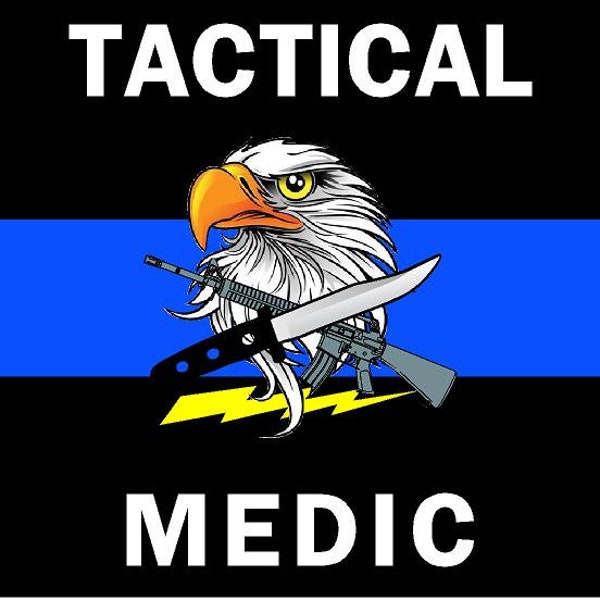 Tactische Medic Swat Eagle Dunne Blauwe lijn vlag reflecterende vinyl sticker sticker of magneet EMT EMS Paramedic Rescue Sheriff Deputy Police LEO