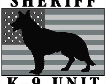 K-9 Sheriff Greyscale réfléchissant ou mat vinyl sticker autocollant ou aimant police adjoint shérif Trooper canine