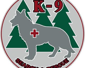 K-9 Search & Rescue Reflective or Matte Vinyl Decal Sticker Wilderness rescue. Police Deputy Sheriff Trooper Canine SAR