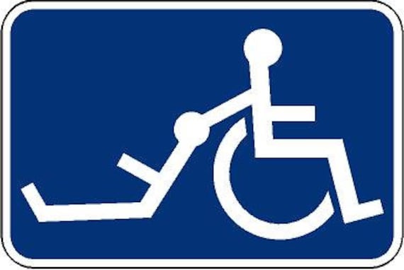 Sticker drôle de handicap signe. Figure de bâton faisant glisser