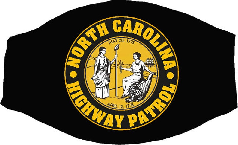 North Carolina Hwy Patrol Reusable Face Mask with Filter Pocket Marshall Constable Officer Highway Patrol State Trooper Deputy Sheriff NC Car design 7540