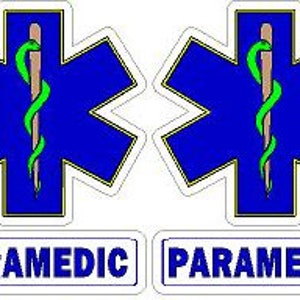 Paramedic Helmet Pair (2) Reflective or Matte Vinyl Decal Sticker Star of Life Rescue Firefighter EMT EMS