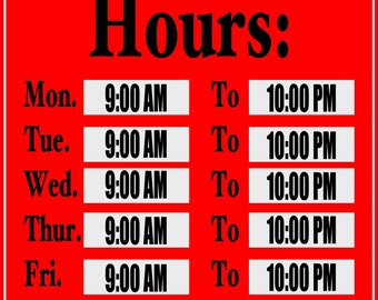 Custom Business Hours Sign