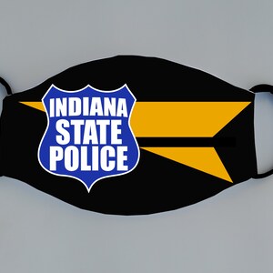 Indiana State Police Reusable Face Mask with Filter Pocket Marshall Constable Officer Highway Patrol State Trooper Deputy Sheriff IN