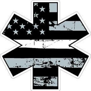 Thin White Line Star of Life Distressed Flag Reflective Decal Sticker Police Fire Resue EMS