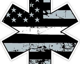 Thin White Line Star of Life Distressed Flag Reflective Decal Sticker Police Fire Resue EMS