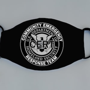 Department of Homeland Security CERT Subdued Reusable Face Mask with Filter Pocket LEO Community Emergency Response Team