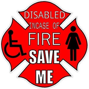 Deaktiviert. Incase of fire Save Me. Reflektierender oder matter Vinyl Aufkleber Aufkleber Weibliche Figur Notfallhilfe
