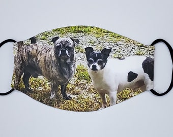 Personalized/ Custom Reusable Face Mask with Filter Pocket Pets, Kids, any text, and any images in any color