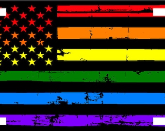 Rainbow Pride Distressed US Flag Gay Lesbian LGBTQA Novelty Car Tag License plate