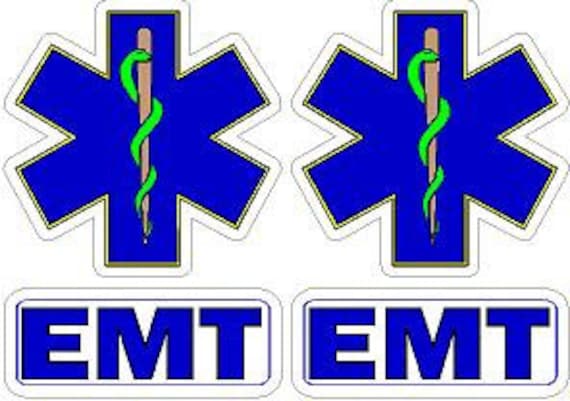 REFLECTIVE FIRE HELMET CRESCENT DECALS FIREFIGHTER-E.M.T A PAIR!