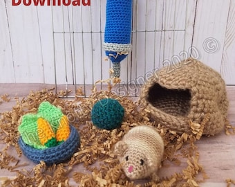 Crochet hamster play set, Amigurumi hamster, Crochet play set pattern, crochet hamster toy for kids, kid crochet play set, ***PDF PATTERN***