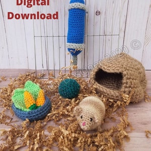 Crochet hamster play set, Amigurumi hamster, Crochet play set pattern, crochet hamster toy for kids, kid crochet play set, ***PDF PATTERN***