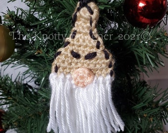 Oogie Gnome Ornament, Crochet Gnome Ornament, Gnome Ornament, Christmas ornament, Handmade Gift Tag, Gnome GIft Tag, Thank you gift