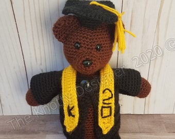Crochet Graduation Bear, Crochet Bear, Graduation Bear, Crochet toy & candy holder, Treasure Keeper, Crochet Bear Pattern, **PDF Pattern**