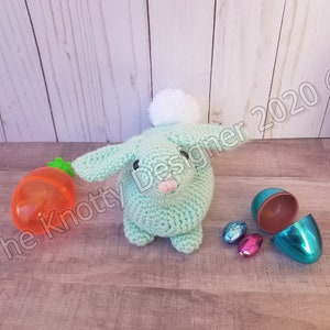 Crochet bunny treasure keeper, Bunny mini keeper, Amigurumi bunny, Crochet candy and toy holder, Crochet bunny, Bunny stuffie, PDF PATTERN, image 1