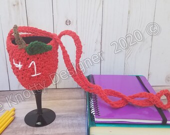 Wine glass holder, Crochet wine lanyard, wine lanyard, teacher appreciation gift, teacher gift, wine lover gift, Crochet wine glass cozy