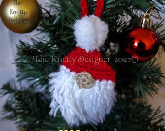 Crochet Santa Gnome Ornament, Crochet Santa Ornament, Crochet Santa, Crochet Gift Tag, Crochet Gnome, PDF File, Christmas Ornament, Ornament