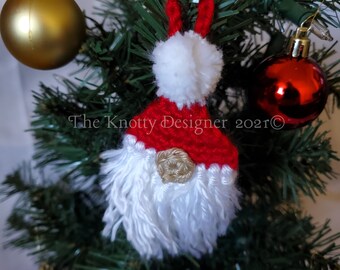 Santa Gnome Ornament, Crochet Gnome Ornament, Gnome Ornament, Santa Gnome, Handmade Gift Tag, Christmas Ornament, Gnome Gift Tag, Gnome