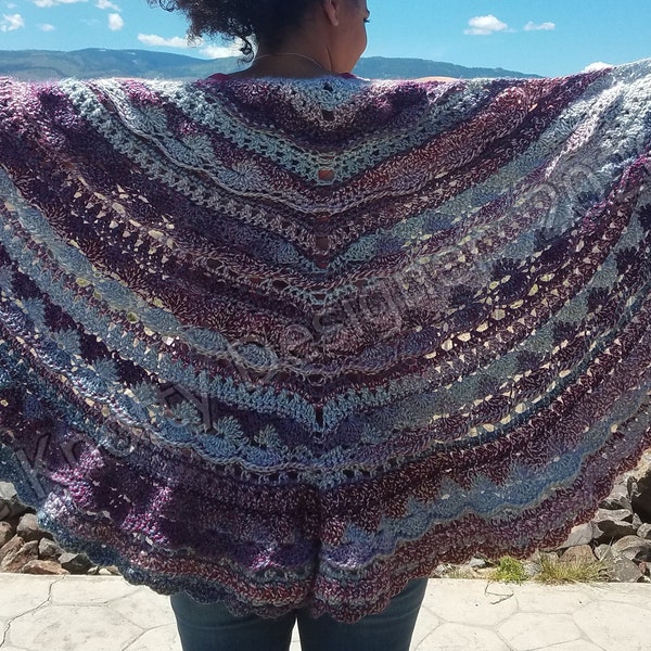 Crochet shawl pattern, Natalie Shawl, Crochet half moon shawl, Crochet half circular shawl, Crochet shawl, Textured shawl,** PDF Pattern**