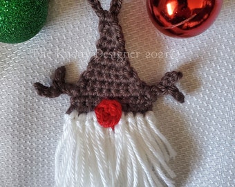 Reindeer Gnome Ornament, Crochet Gnome Ornament, Gnome Ornament, Christmas Ornament, Handmade Gift Tag, Gnome Gift Tag, Thank you gift