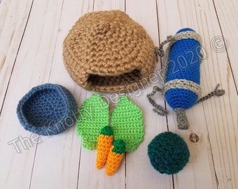 Ensemble de jeu de hamster au crochet, Ensemble de jeu de hamster pour enfants, Cadeau pour enfants, Cabane de hamster, Nourriture pour hamster, plat, boule et bouteille d'eau ***MODÈLE UNIQUEMENT***