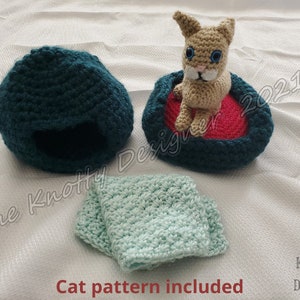 Crochet Playset with Cat Pattern, Crochet Sleep Playset with Cat, Cat Sleep Playset with Cat, Complete crochet playset, ** PDF FILE **