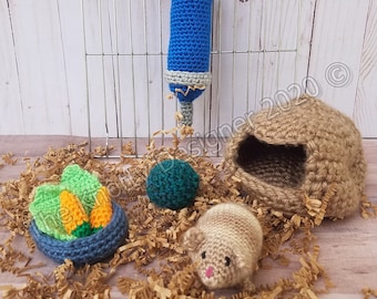 Ensemble de jeu au crochet pour hamster,Hamster Amigurumi, Patron de jeu de jeu au crochet,jouet hamster au crochet pour les enfants **PDF**