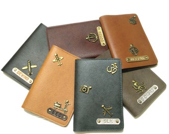 Funda de pasaporte personalizada de piel sintética, portadocumentos de viaje, regalo para hombre