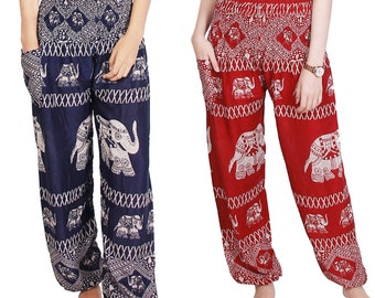 Calças Harém Elefante: Calças Festival Boho Paisley Rayon