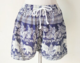 Bohemian Shorts Women, elephant shorts, elephant pants, paisley,Flowers Pants, Boho Shorts, Bohemian Shorts Women, gypsy, Festival Shorts