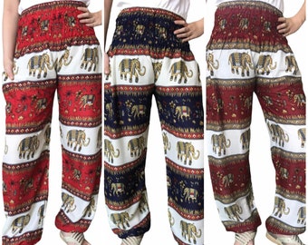 Calças Harém Elefante: Calças Festival Boho Paisley Rayon